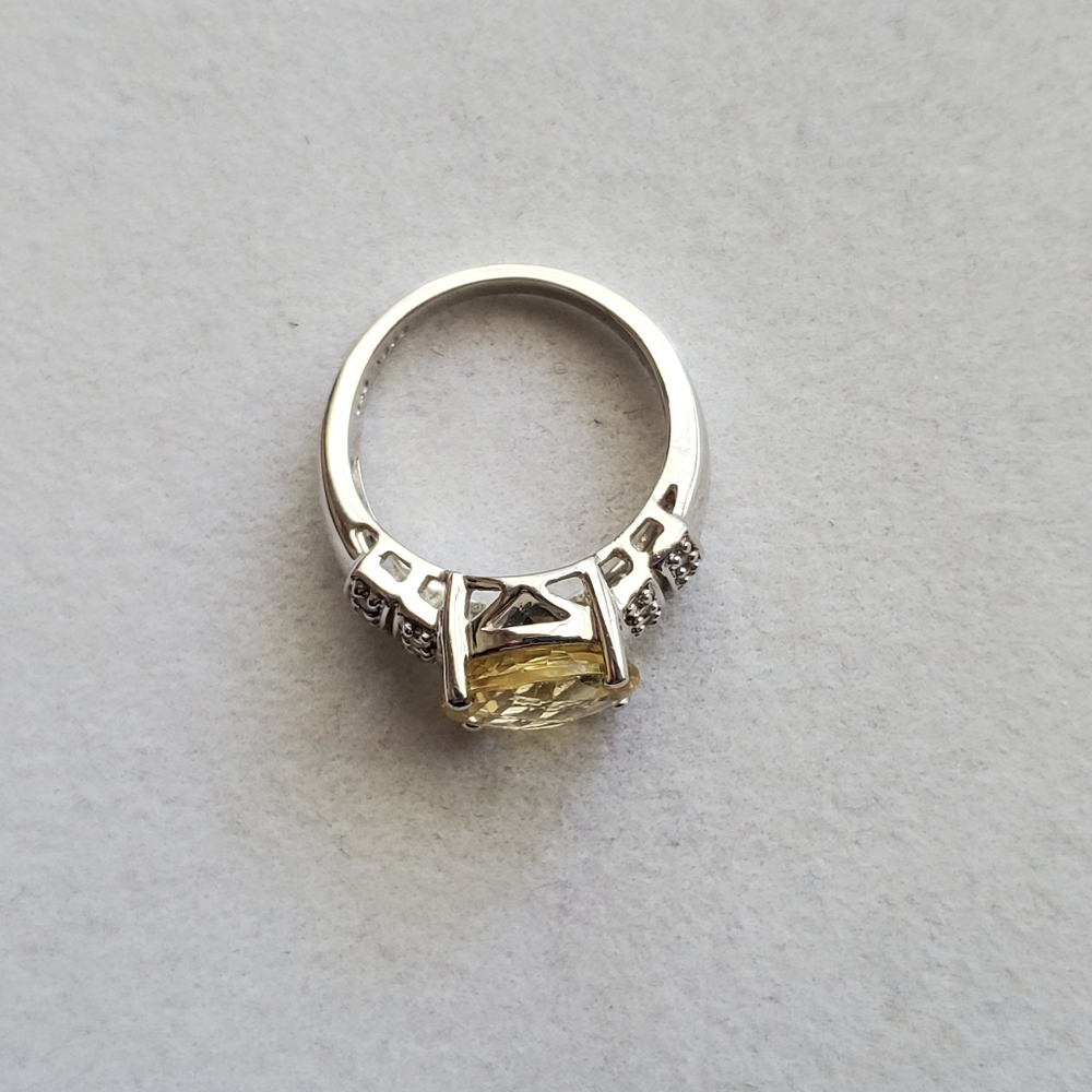Sterling Citron Feldspar and White Topaz Ring size 6.75-7 (See pics/description) - Picture 8 of 16